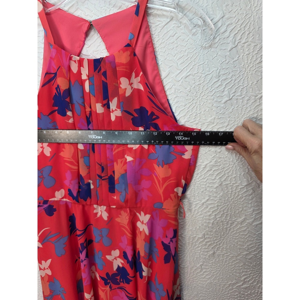 Vince Camuto High Low Halter Dress Womens 2 Pink Orange Floral Good Condition - Picture 7 of 8